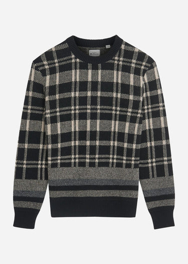 Ben Sherman Truien Tartan jacquard crew - black