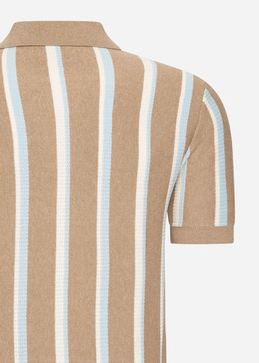 Ben Sherman Polo's Vertical stripe open neck polo - stone