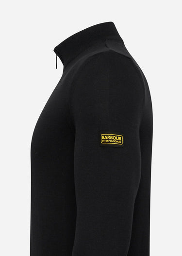 Barbour International Truien Cotton half zip knit - black