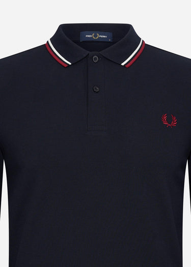 Fred Perry Longsleeve Polo's LS twin tipped shirt - navy snow white burnt red