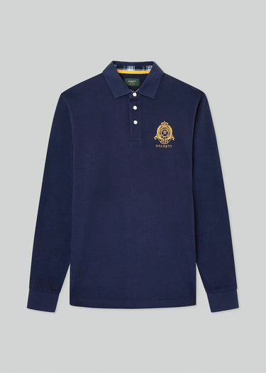 Hackett London Longsleeve Polo's Heritage logo rugby - navy