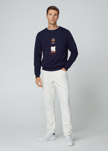 Hackett London Truien Harry logo crew - navy