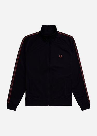 Fred Perry Vesten Contrast tape track jacket - black whisky brown