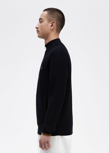 Fred Perry Truien Waffle stitch half zip jumper - navy