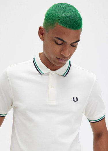 Fred Perry Polo's Twin tipped fred perry shirt - ecru fp green navy