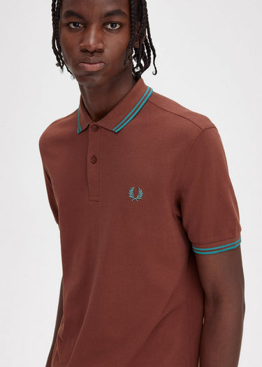 Fred Perry Polo's Twin tipped fred perry shirt - whisky brown deep mint