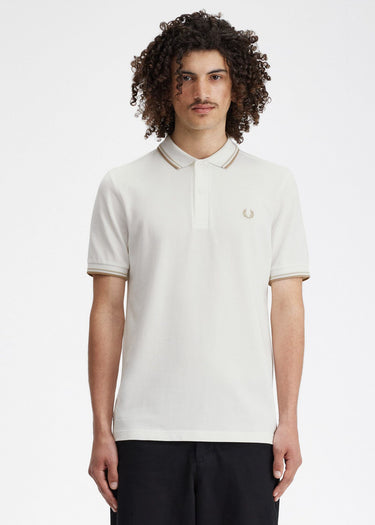 Fred Perry Polo's Twin tipped Fred Perry shirt - snow white oatmeal white stone