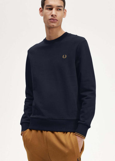Fred Perry Truien Crew neck sweatshirt - navy dark caramel