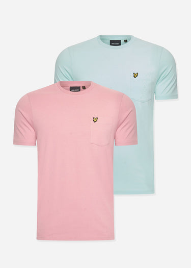 Lyle & Scott T-shirts Pocket 2 pack t-shirt - palm pink - clear sky
