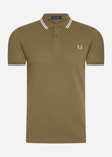 Fred Perry Polo's Twin tipped Fred Perry shirt - shaded stone snow white ecru