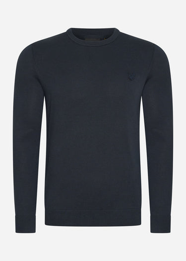 Lyle & Scott Truien Tonal eagle cotton crew neck jumper - dark navy