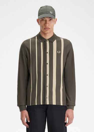 Fred Perry Longsleeve Polo's Gradient stripe ls polo shirt - field green