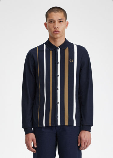 Fred Perry Longsleeve Polo's Gradient stripe ls polo shirt - navy