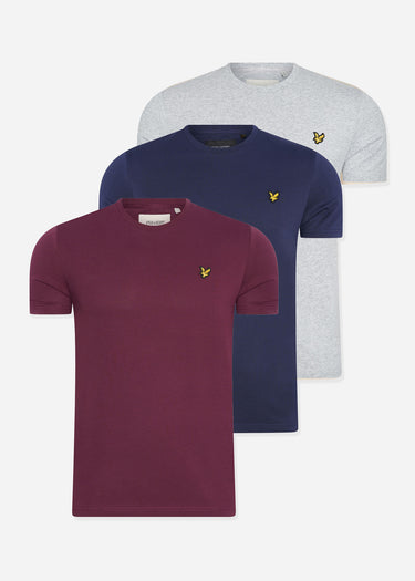Lyle & Scott T-shirts 3 pack t-shirt - Burgundy - Navy - Light Grey Marl