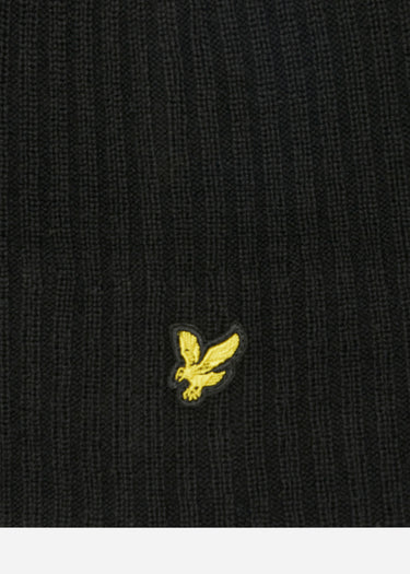 Lyle & Scott Mutsen Knitted ribbed beanie - true black