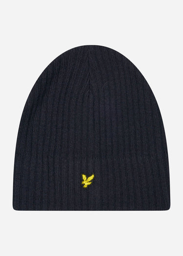 Lyle & Scott Mutsen Knitted ribbed beanie - dark navy