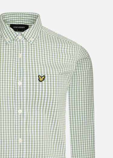 Lyle & Scott Overhemden Slim fit gingham shirt - fern green white
