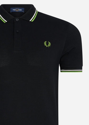 Fred Perry Polo's Twin tipped fred perry shirt - black ecru kiwi
