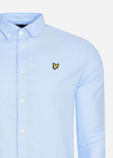 Lyle & Scott Overhemden Cotton linen shirt - light blue