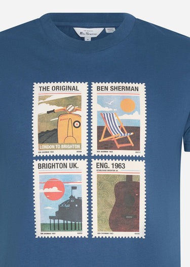 Ben Sherman T-shirts Travel stamps - blue denim