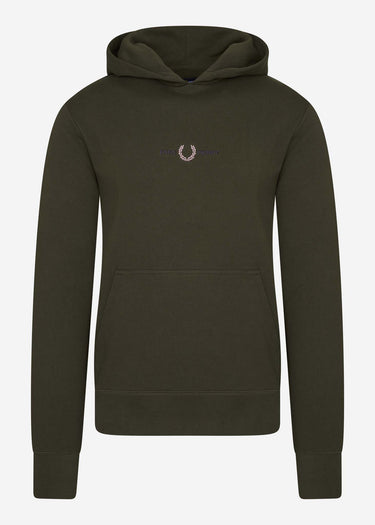 Fred Perry Hoodies Embroidered hooded sweatshirt - hunting green