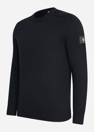 Lyle & Scott Truien Shoulder detail crew neck knit jumper - jet black