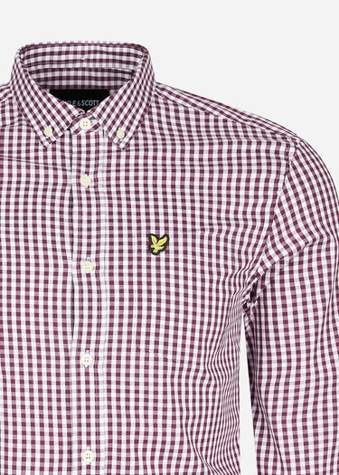 Lyle & Scott Overhemden LS slim fit gingham shirt - burgundy white