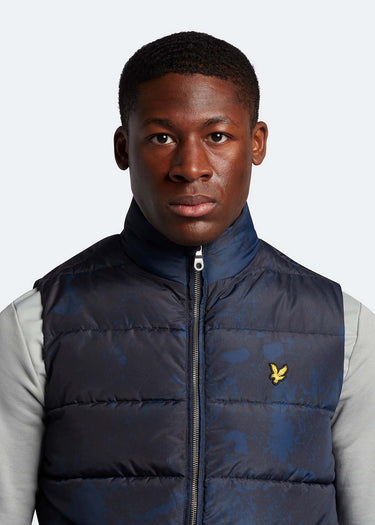 Lyle & Scott Bodywarmers Erosion print gilet - navy