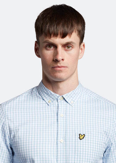 Lyle & Scott Overhemden LS slim fit gingham shirt - light blue white