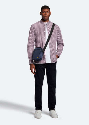 Lyle & Scott Overhemden LS slim fit gingham shirt - burgundy white