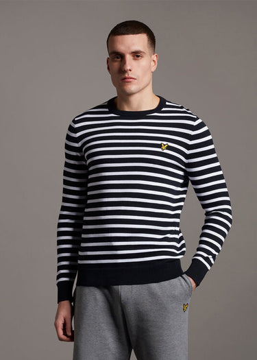 Lyle & Scott Truien Breton stripe jumper - dark navy