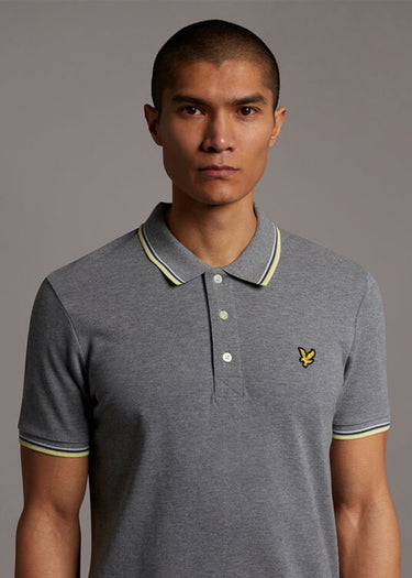 Lyle & Scott Polo's Tipped polo shirt - mid grey marl lemon