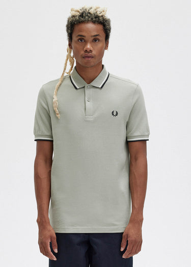 Fred Perry Polo's Twin tipped fred perry shirt - seagrass snow white black