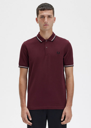 Fred Perry Polo's Twin tipped fred perry shirt - oxblood ecru black
