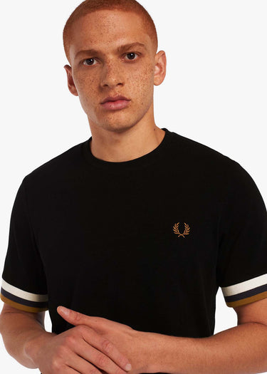 Fred Perry T-shirts Striped cuff pique t-shirt - black