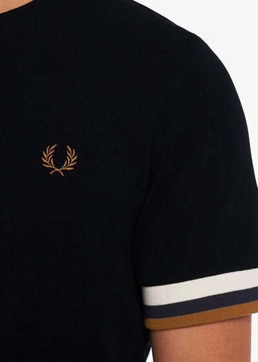 Fred Perry T-shirts Striped cuff pique t-shirt - black