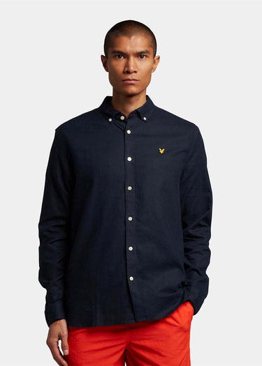 Lyle & Scott Overhemden Cotton linen shirt - dark navy