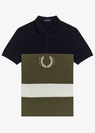 Fred Perry Polo's Printed colour block poloshirt - navy