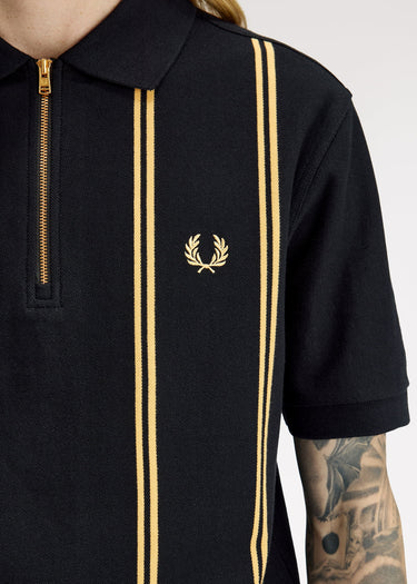 Fred Perry Polo's Vertical stripe polo shirt - black champagne