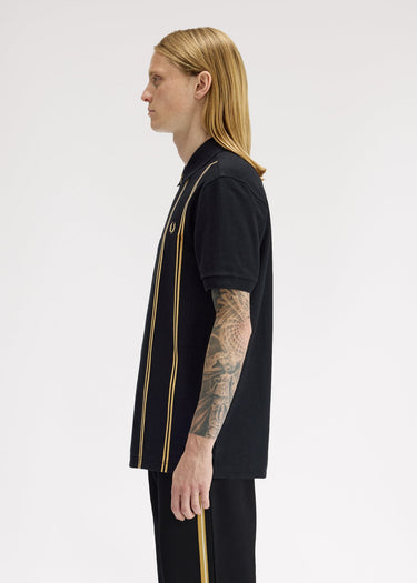 Fred Perry Polo's Vertical stripe polo shirt - black champagne