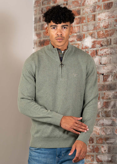 Barbour Truien Cotton half zip knitted jumper - thyme