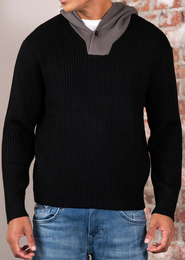 Armani Exchange Hoodies Pullover - black dark gull dray