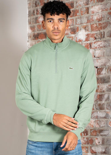 Lacoste Truien High neck zip up fleece sweatshirt - thyme