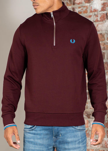 Fred Perry Truien Half zip sweatshirt - oxblood ecru court blue
