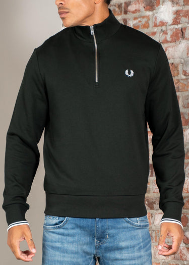 Fred Perry Truien Half zip sweatshirt - night green snow white