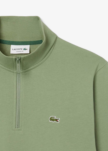 Lacoste Truien High neck zip up fleece sweatshirt - thyme