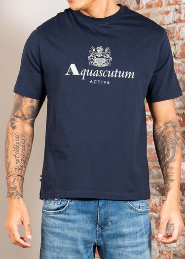 Aquascutum T-shirts Big logo t-shirt - navy