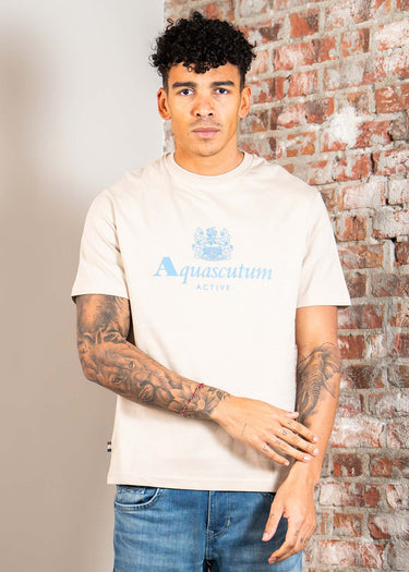 Aquascutum T-shirts Big logo t-shirt - stone