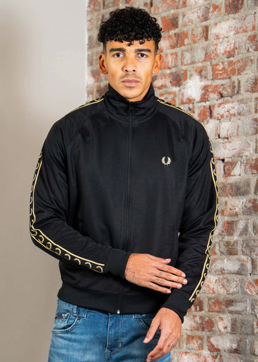Fred Perry Vesten Contrast tape track jacket - black champagne