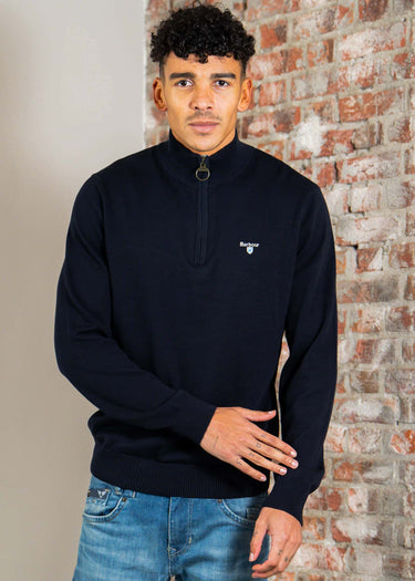 Barbour Truien Barbour lingwood compact cotton half zip sweater - navy